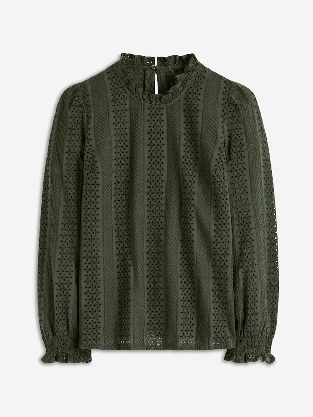 Boden Frill Detail Broderie Long Sleeves Top - 10